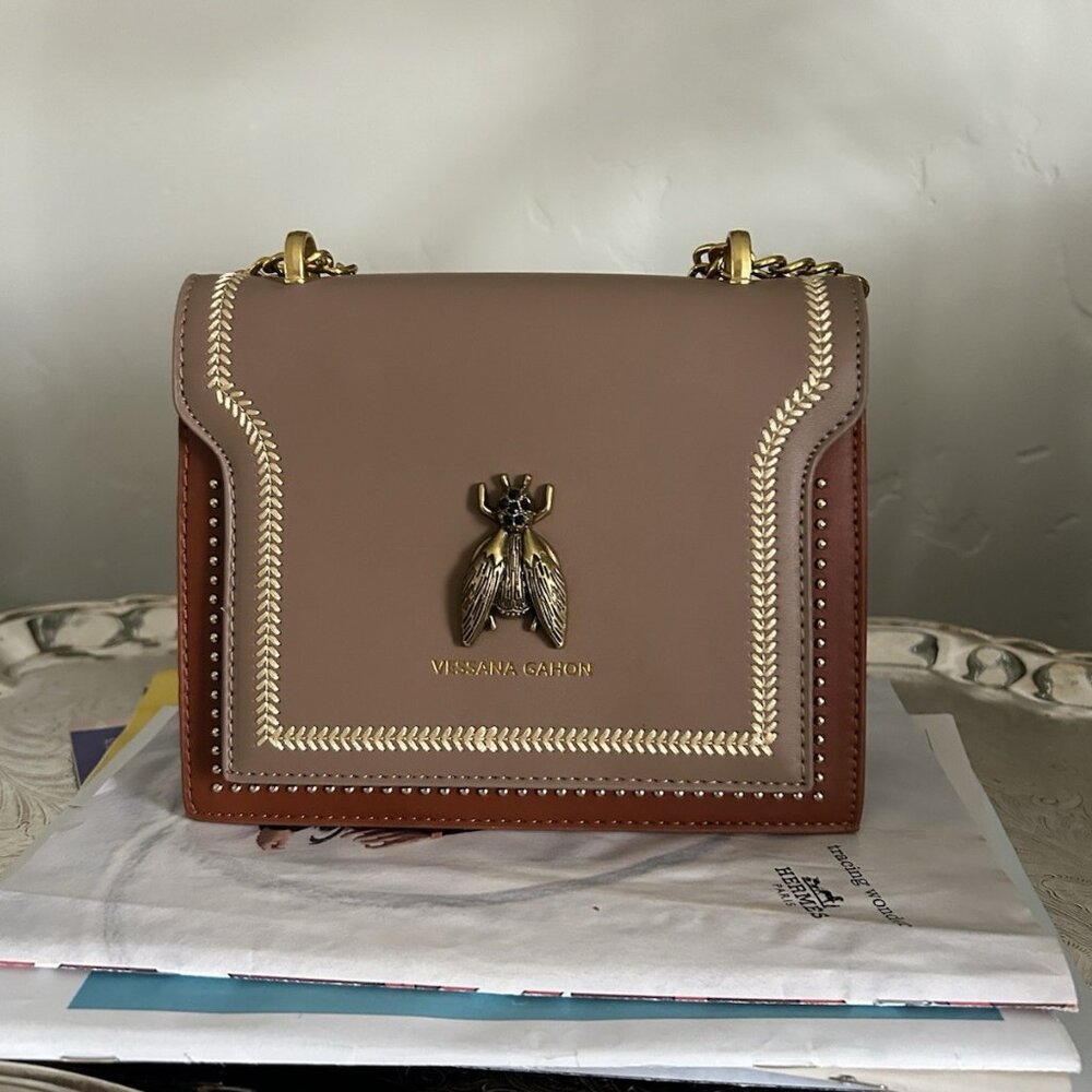 New Crossbody Chain Bag – Beige/Brown – Small Shoulder Handbag